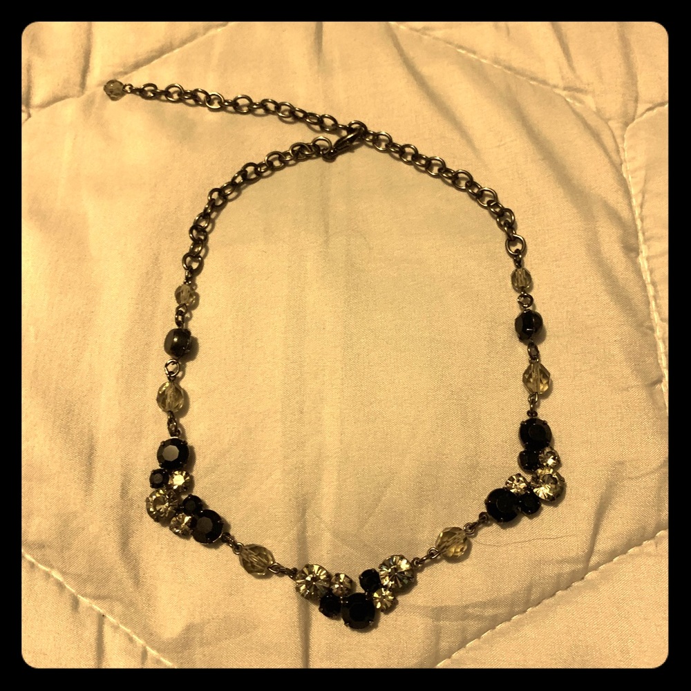 Black chain necklace with dark gems